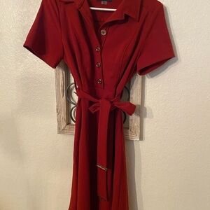 Tommy Hilfiger Elegant Rustic Orange Button-Up Dress